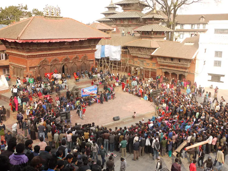 A crowded Durbar square on a Saturday, Kathmandu