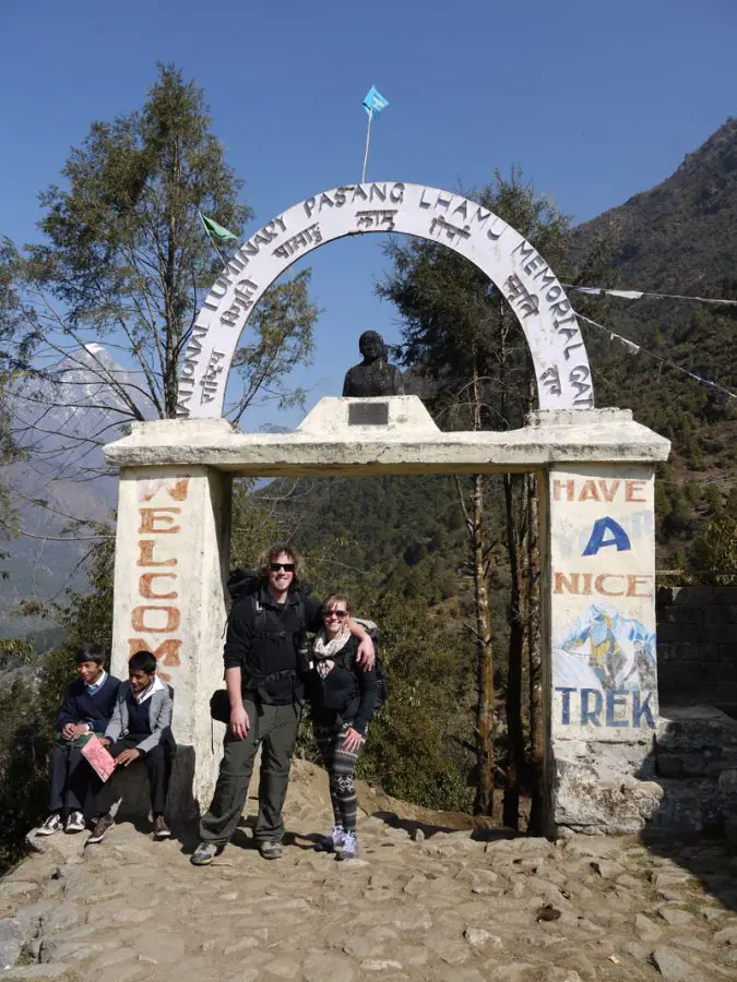 Brian and Noelle at the beginning of the Everest Base Camp Trek in Lukla, Nepal