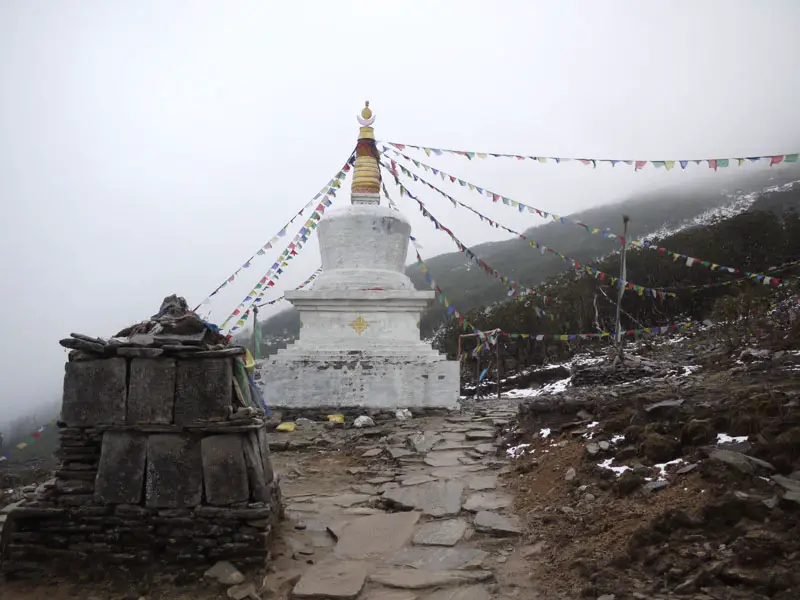 Stupa at the top of the Lamjura La (Pass) on day 20 of the Everest Base Camp Trek