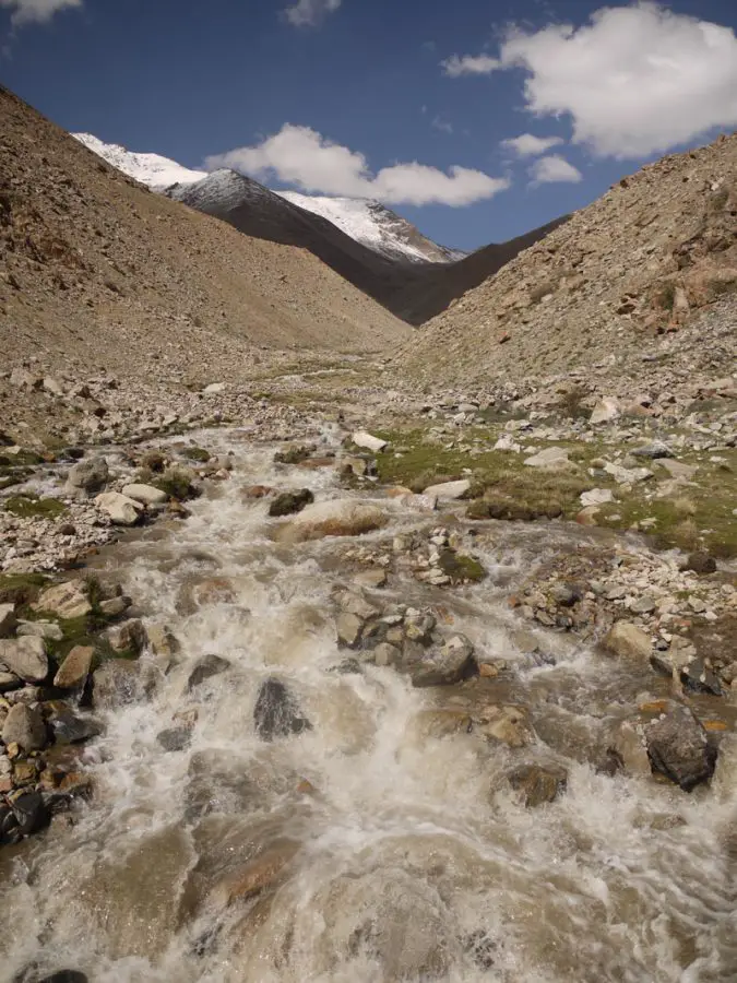River rushing down the mountainside, Leh Ladakh