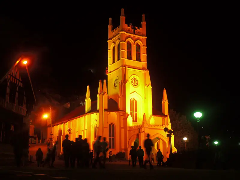 Christ Church at night, Shimla