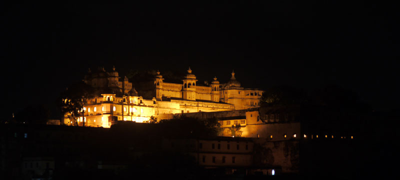 Jagat Niwas Palace by night, Udaipur