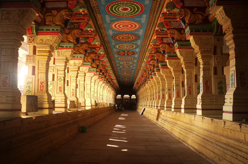 The giant, colourful corridors of the Ramanathaswamy Temple, Rameswaram