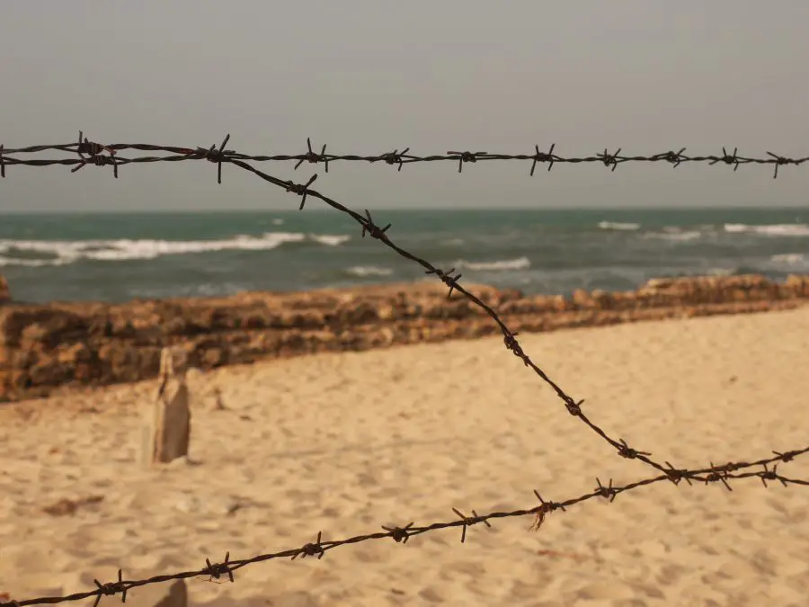 Barbed Wire still runs along the beaches at the tip of the Kankesanturai Peninsula in a still heavily militarised area.