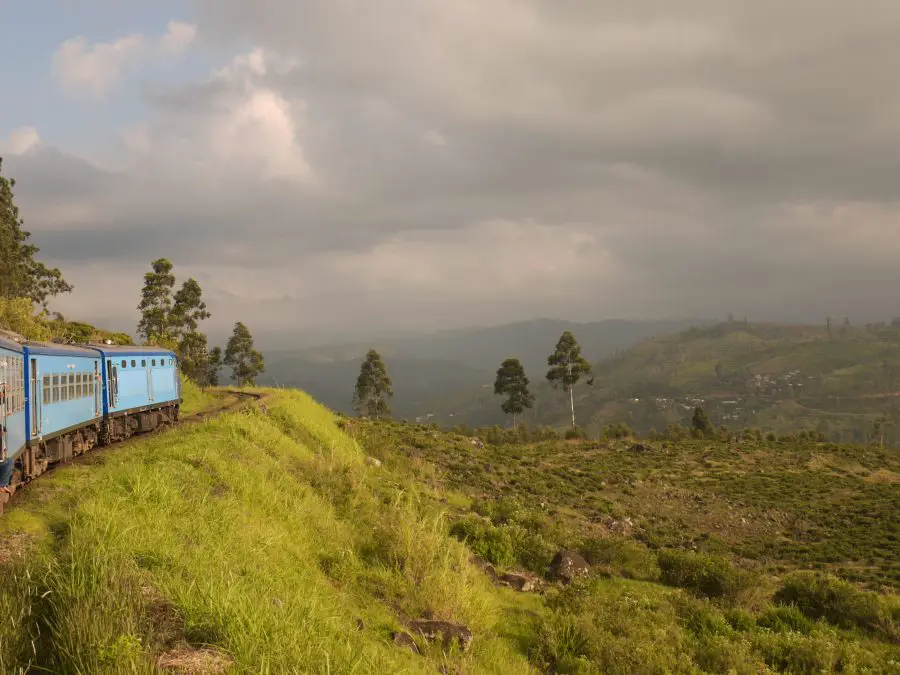 The train rolls on as the sky gets moody, Sri Lanka