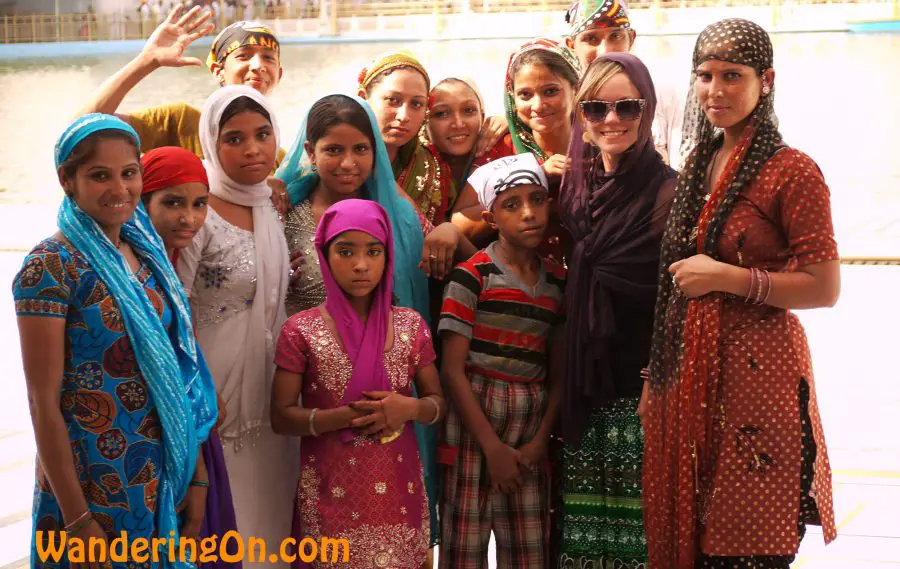 Noelle with locals inside the Golden Temple, Amritsar, India