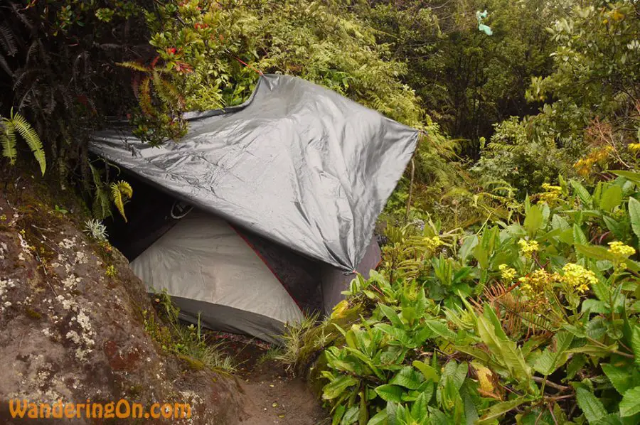 Our shelter for the night at camp three on the side of Mount Kerinci, Indonesias highest volcano