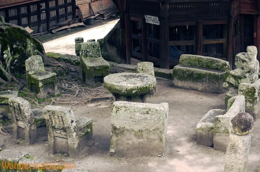 300 year old stone chairs where the Batak elders used to dicuss important matters and decide wrong-doers fate