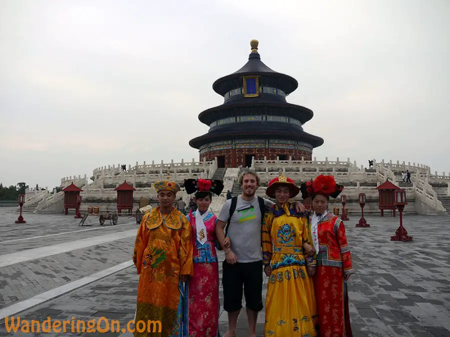 Brian with some colourfully dressed locals at the Temple Of Heaven, Beijing