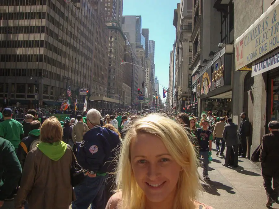 Elaine celebrating St. Paddy's Day in New York