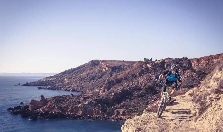 Mountain Biking on the cliffs at Gozo, Malta
