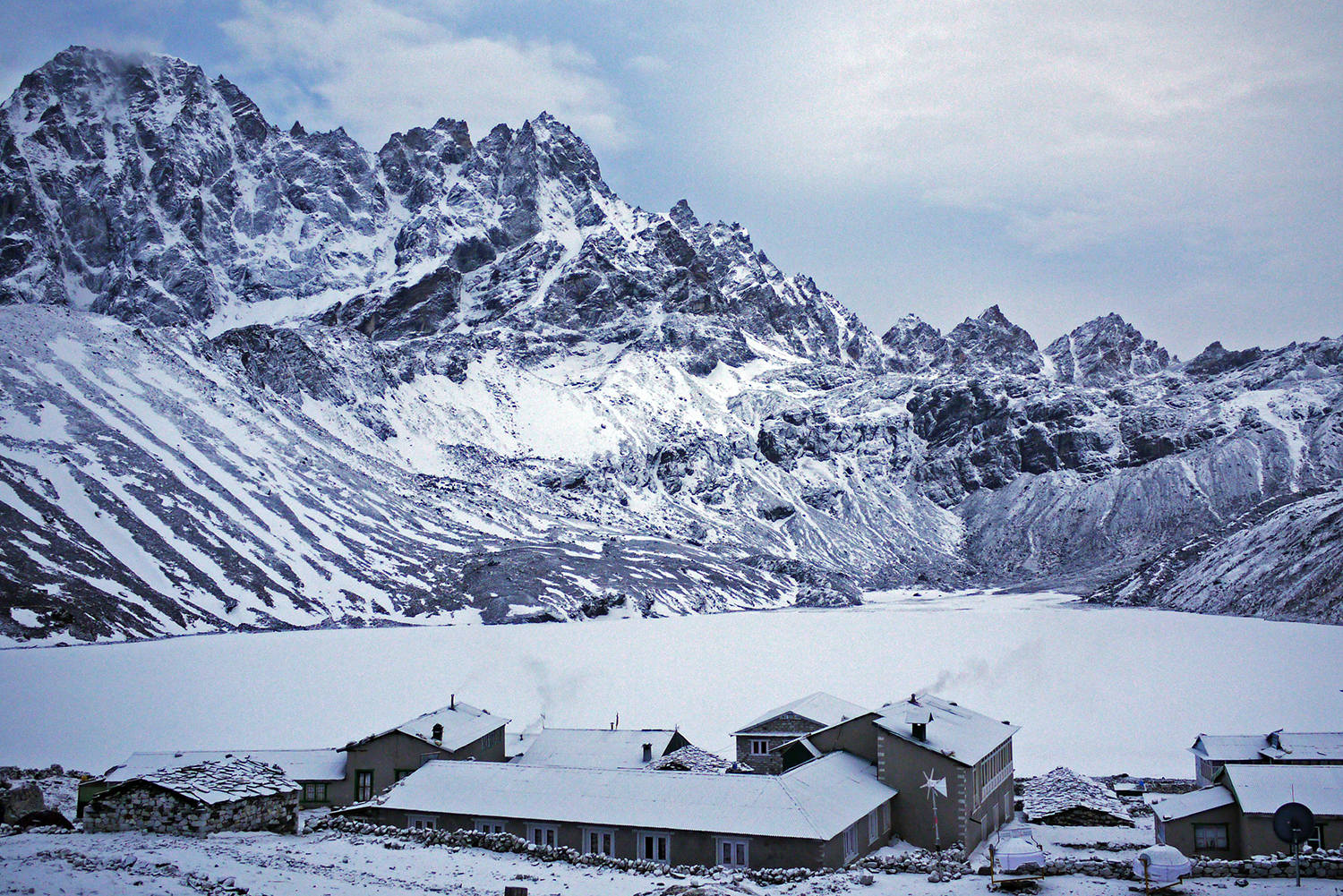 Frozen Gokyo Lake away from the main Everest Base Camp trail