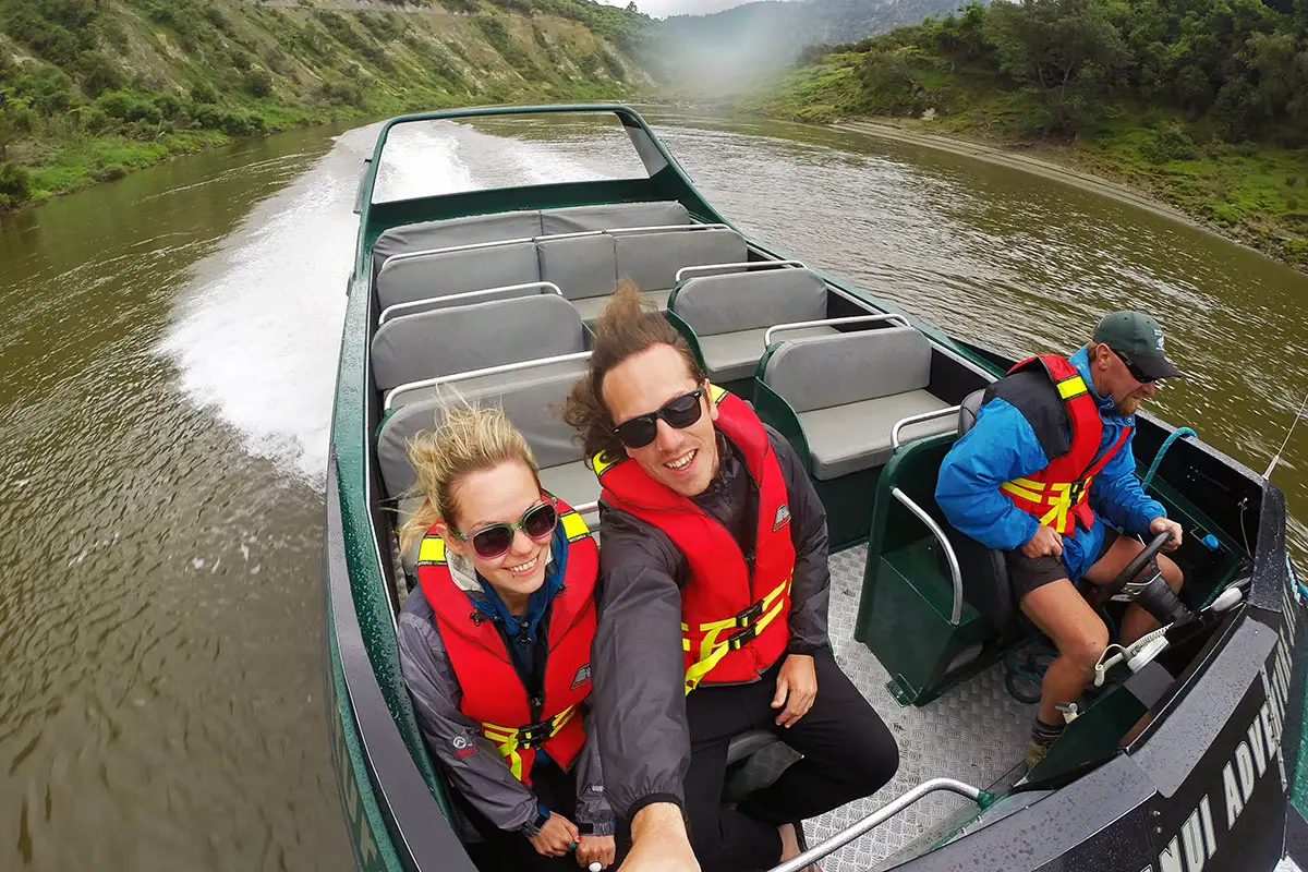 Flying down the Whanganui River by Jetboat