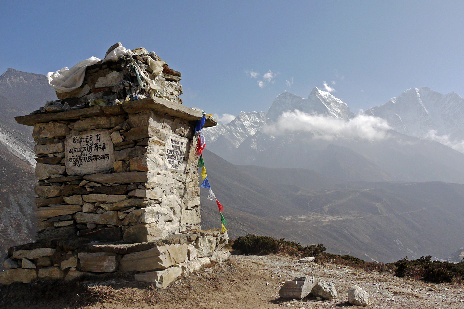 Memorials to fallen climbers on the EBC trail