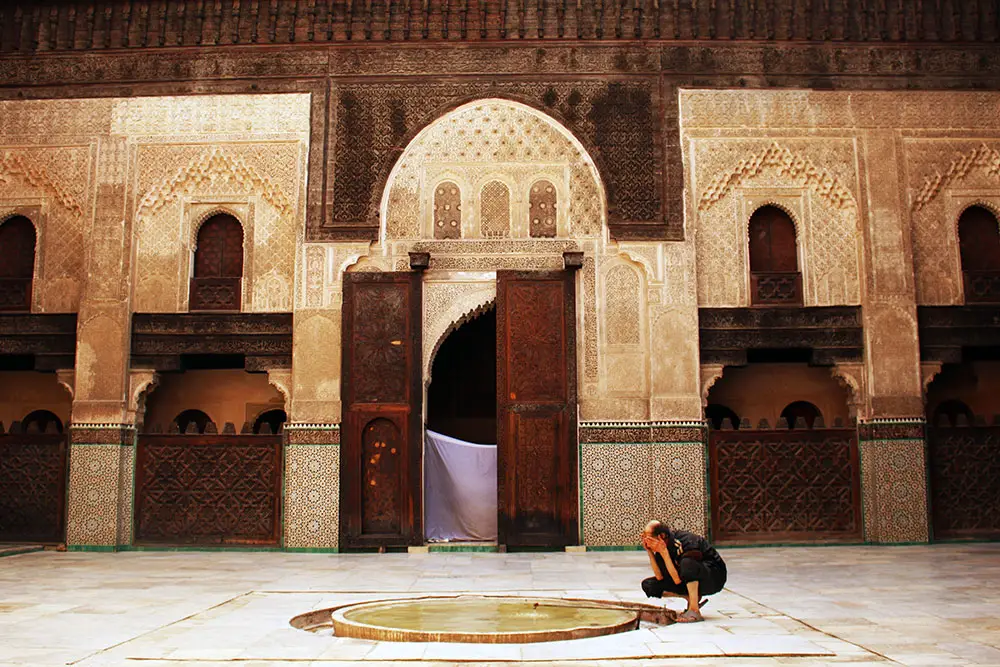 A man washing before prayer at Qaraouine Mosque in Fez.