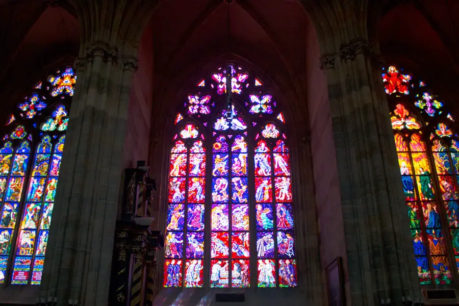 stained glass window St Vitus Cathedral Prague, best free things to do in Prague, what to see in Prague, Prague on a budget