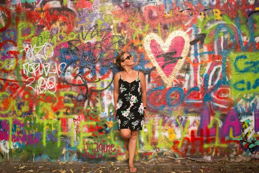 Love heart on the John Lennon Wall in Prague, what to do in Prague, cheap things to do in Prague, Prague on a budget