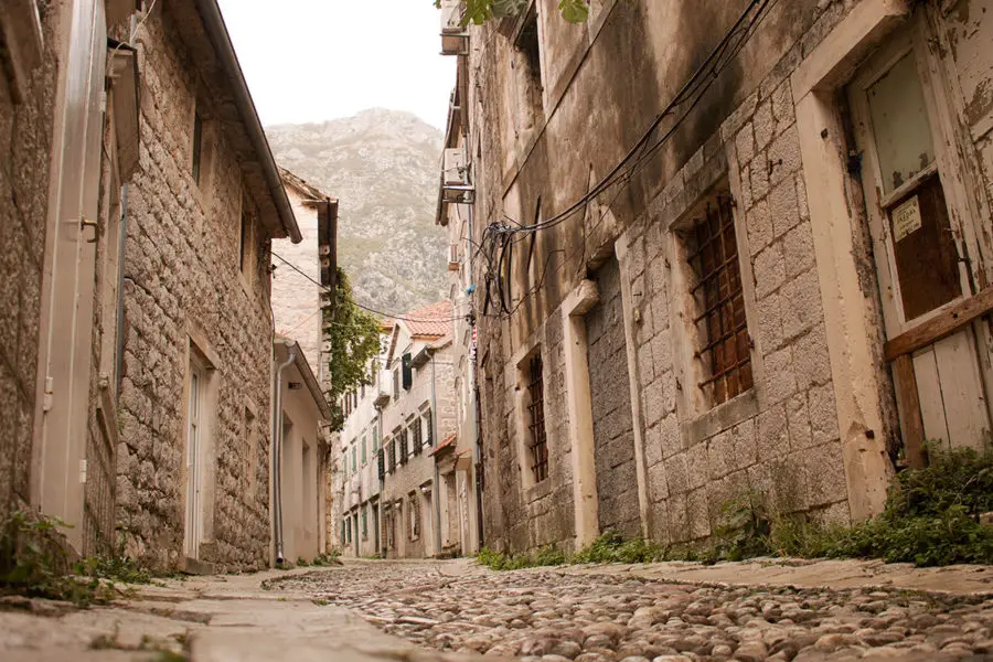 Quiet cobblestone streets of Risan, the oldest settlement in the Bay of Kotor | Things to do Kotor Bay