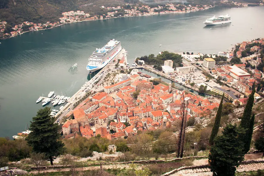 Huge cruise ships docked at the Port of Kotor | things to do in Kotor for a day