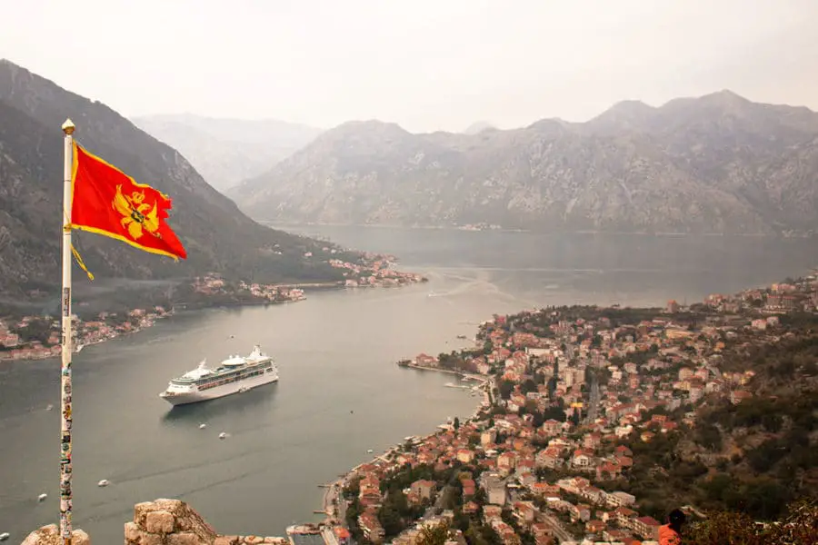 A cruise ship docked in Montenegro's Bay of Kotor | Best things to do in Kotor